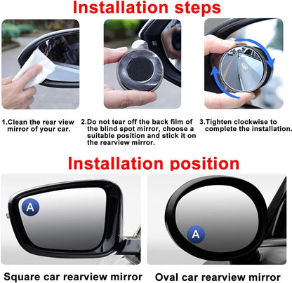 Car Round Blind Spot Side HD Glass Mirror 2 of Pack