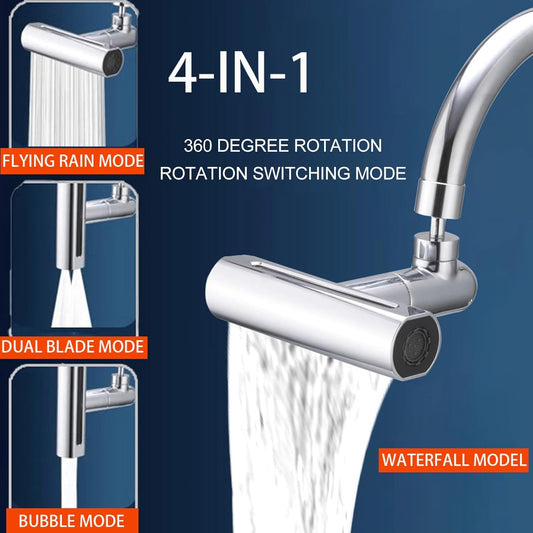 4 in 1 Rotating Faucet Water Extender, Kitchen Waterfall Faucet Extender.